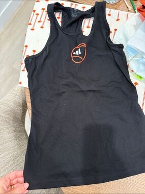 adidas Black Racerback Tank with Gray Logo